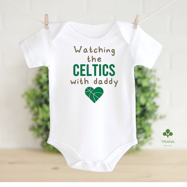 Watching the Game with Daddy Basketball Game Day Baby Bodysuit or Toddler T-shirt