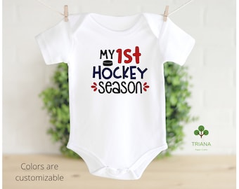 My First Hockey Season Bodysuit, Customizable Hockey Baby Outfit