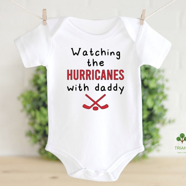 Watching the Game with Daddy Unisex Hockey Baby Game Day Onesie® or Toddler T-shirt,  Sports Fan Gender Reveal Gift Idea