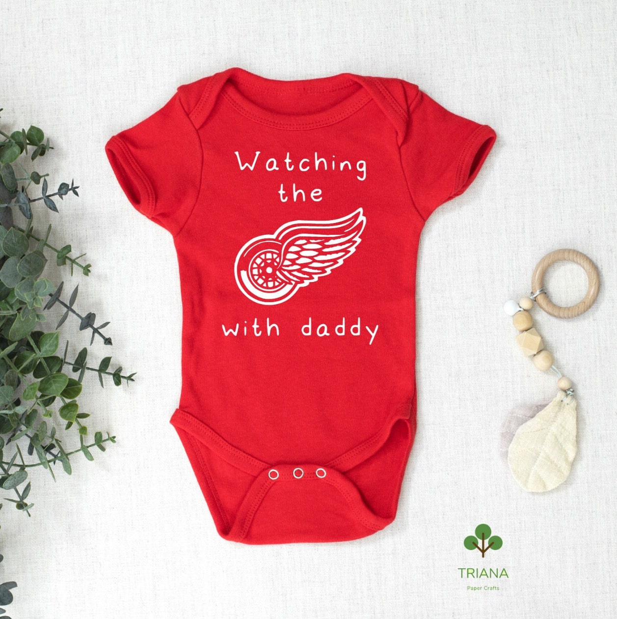 Detroit Red Wings Newborn & Infant Dream Team Hat, Pants & Bodysuit Set -  White/Red