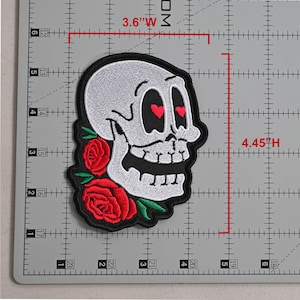 Embroidered Rose Skull Patch