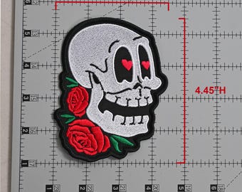 Embroidered Rose Skull Patch