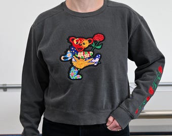 Dancing Bear Embroidered Crewneck Sweatshirt