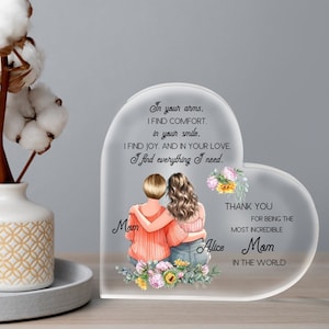Mother and daughter plaque, Mom plaque, Present for Mom, Heart Acrylic gift for mommy, Mum Birthday Gift, Mom and Daughters Print