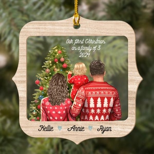 Familie von drei Weihnachtsbaum Ornament-Babys erstes Weihnachtsgeschenk-Personalisierte Familie von 3 Weihnachtsbaum Ornament-Neue Baby Ornament
