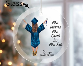 Graduate Ornament,College Graduation gift,Mastered It Glass Ornament,Personalized Class Of 2023, Graduation Gift For Her,High School Gift