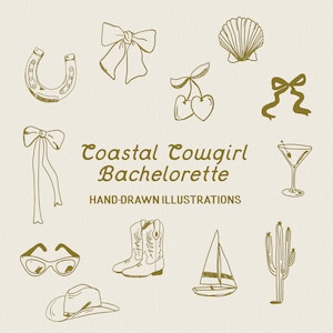 Coastal Cowgirl Bachelorette Illustrations: SVG PNG AI Clipart (Digital Download)