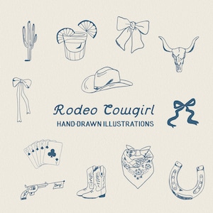 Rodeo Cowgirl Clipart Illustrations: Western Bachelorette Party (SVG PNG AI Files)