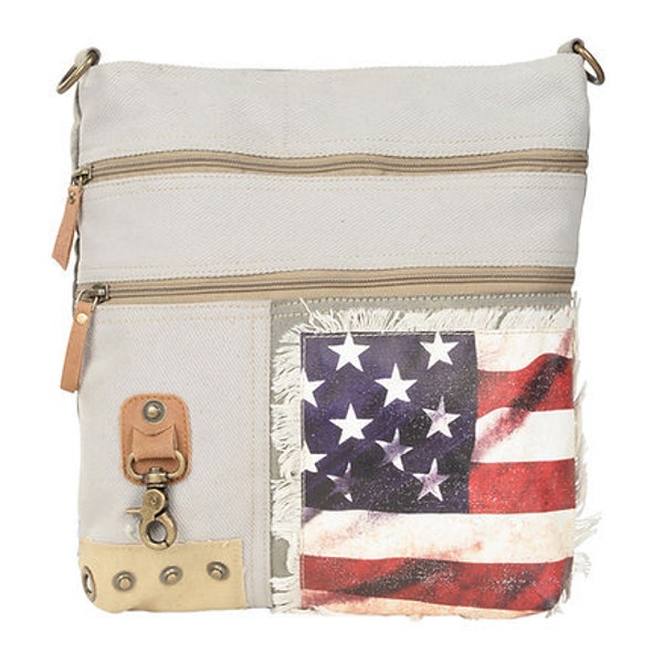 American Flag Recycled Military Crossbody Canvas Purse