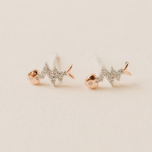 Fish Earrings, Dainty stud Earrings, Dainty gifts for her, Silver studs, sterling silver earrings, white gold earrings