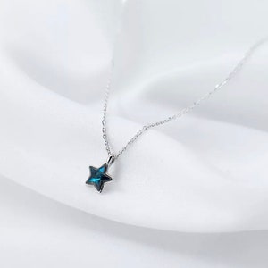 Star Necklace, Blue Star Necklace, Blue star pendant, Sterling Silver Necklace, bridal necklace, teen gifts, confirmation gift