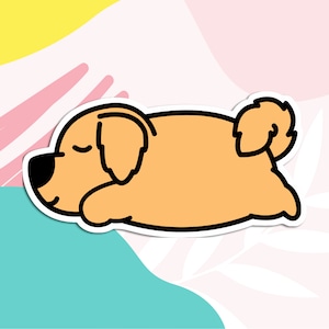 Golden Retriever Sticker Sleepy Golden Retriever Dog Sticker Cute Golden Retriever Puppy Sticker for Golden Retriever Dog Lovers and Owners