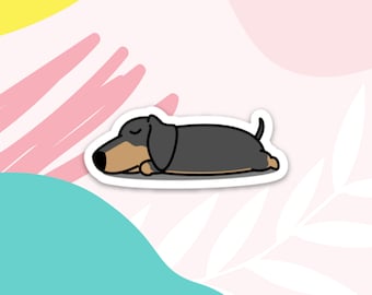 Dachshund Sticker Cute Dachshund Dog Sticker for Dachshund Owners Sleepy Dachshund Puppy Sticker Gift for Dachshund Mom and Dachshund Dad