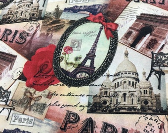 eiffel tower I Dream of Paris Words on Black premium cotton fabric by Windham end of bolt 1.25 yard piece french country crafting,