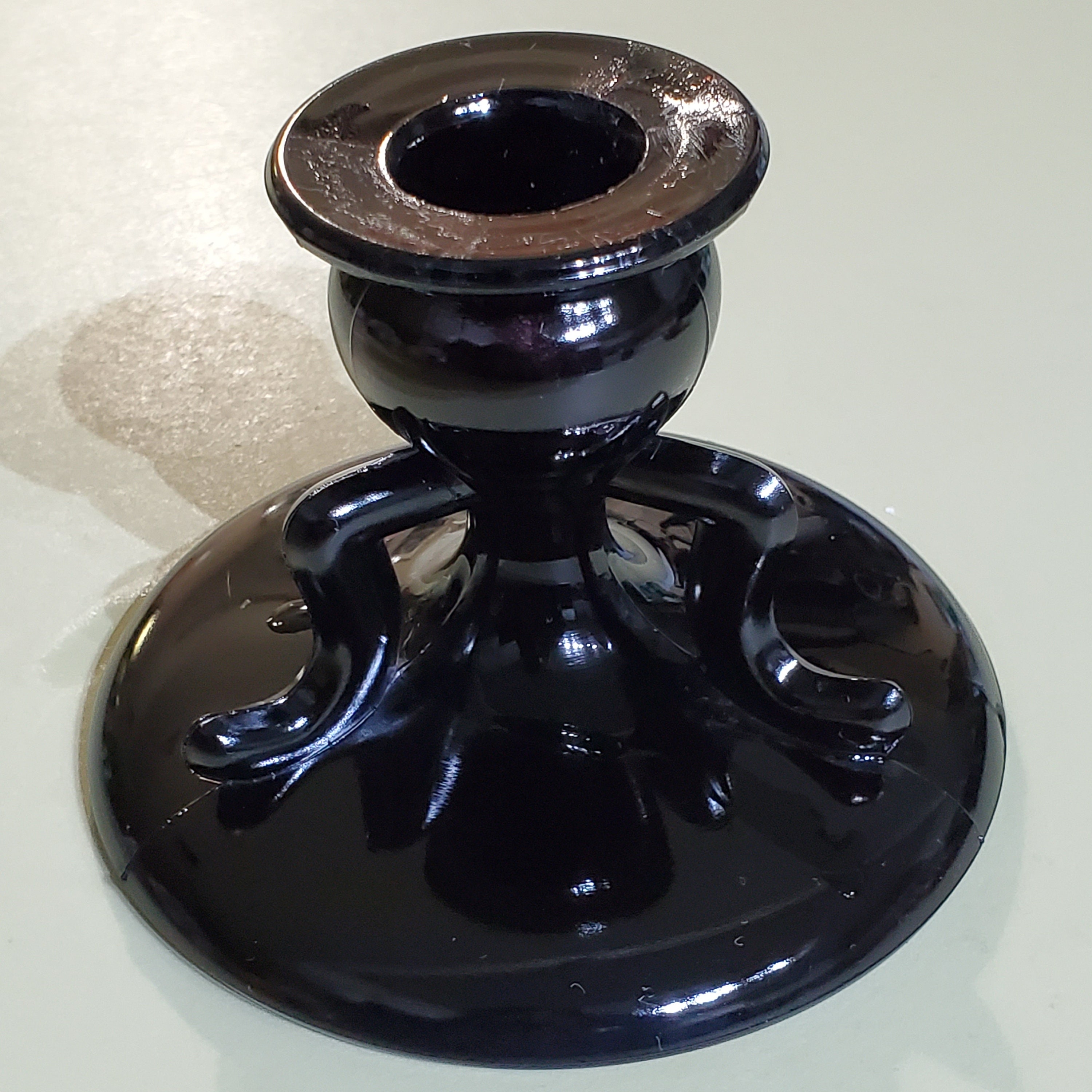Vintage Black Glass Candle Holder Only 1 Etsy
