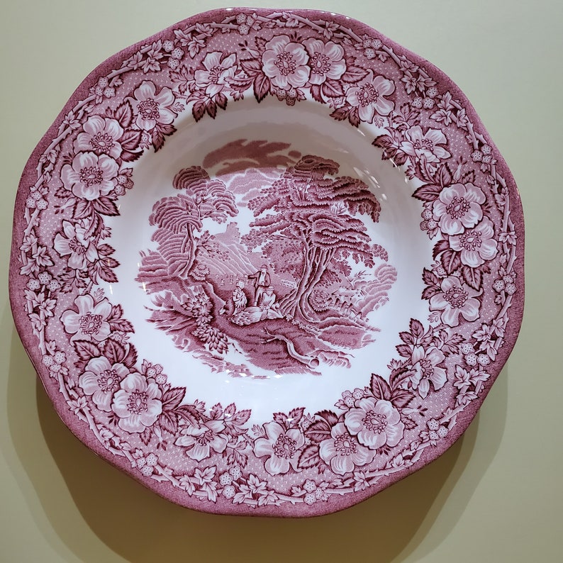 English Tableware by Unicorn Red Transferware Bowls Set of 4 Etsy