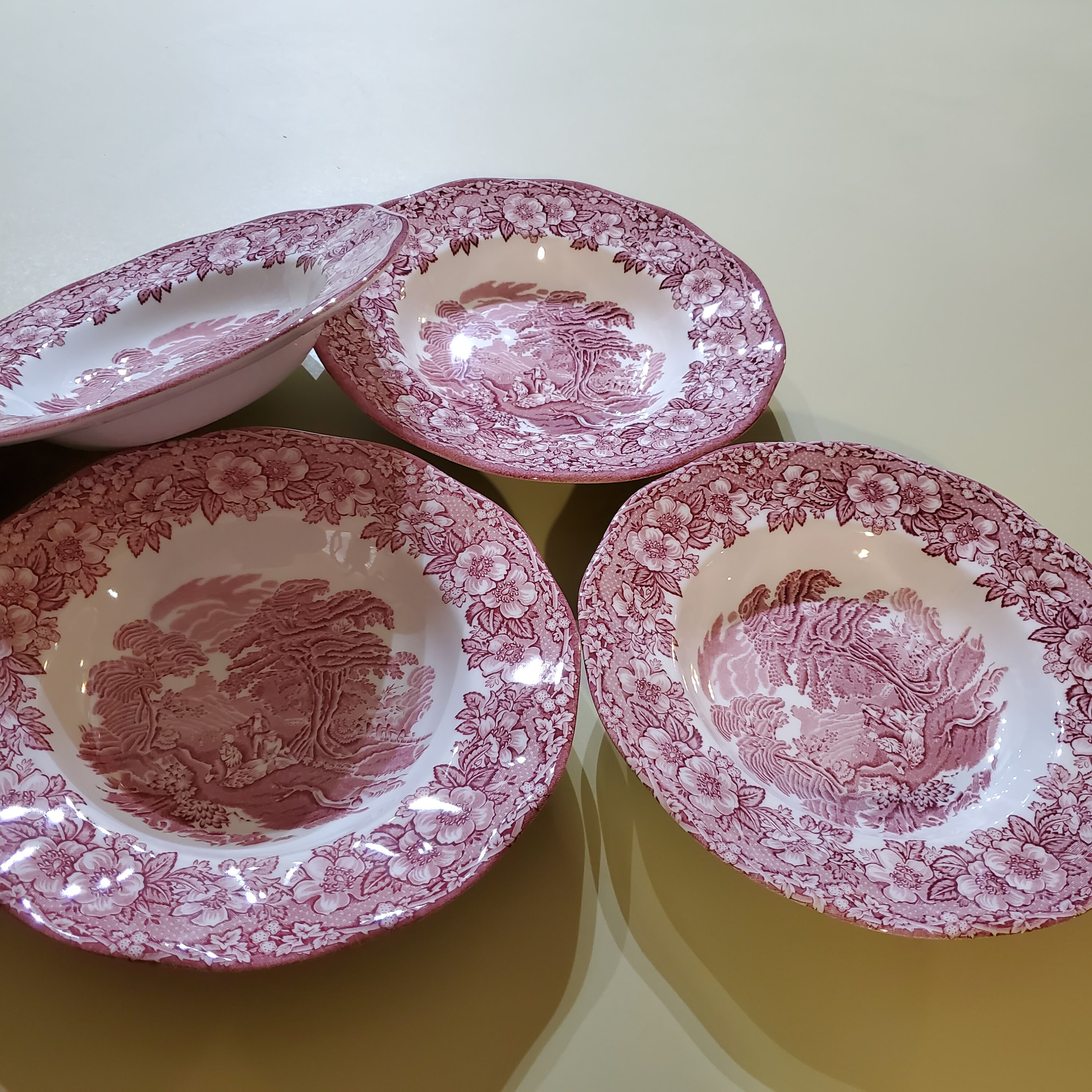 English Tableware by Unicorn Red Transferware Bowls Set of 4 Etsy
