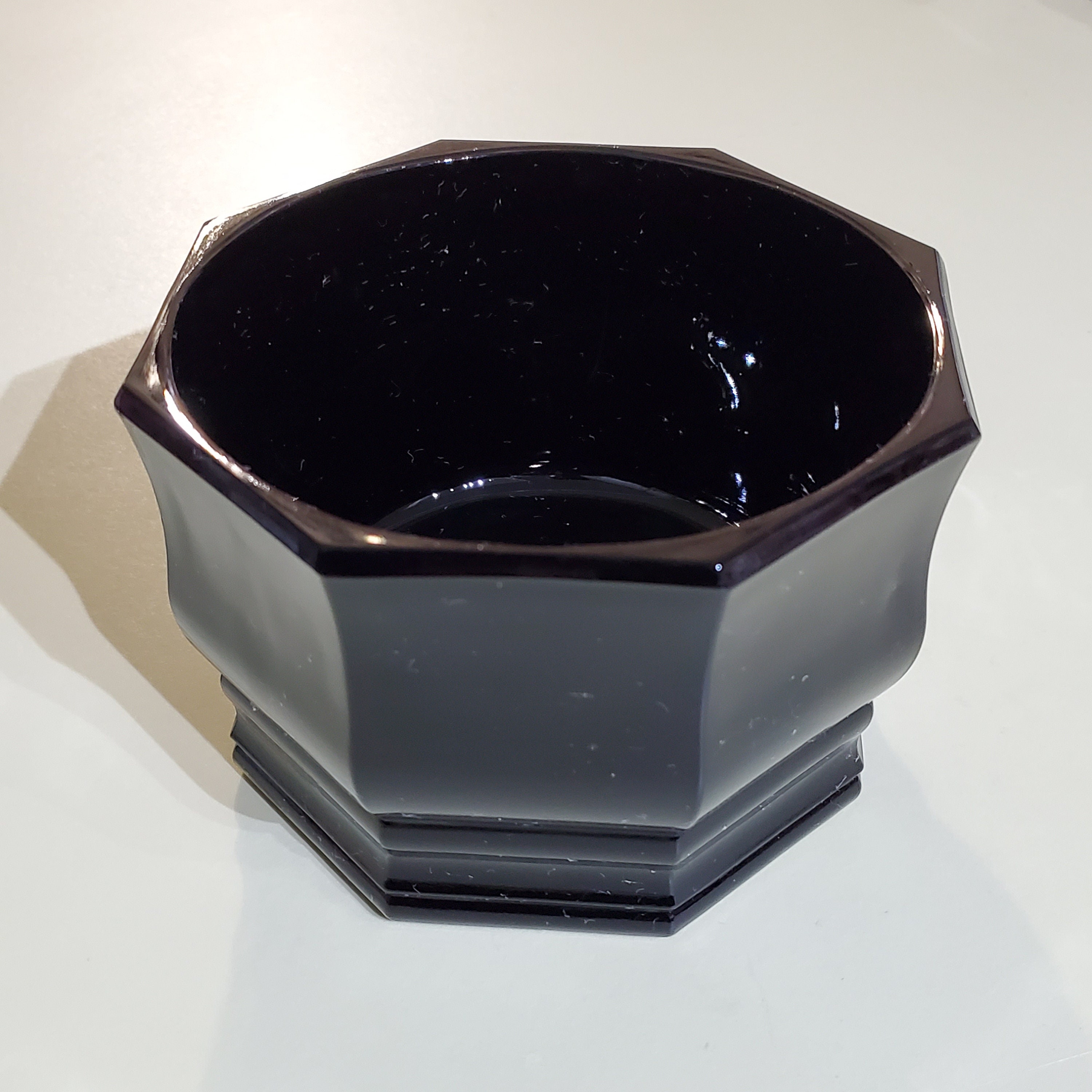 Vintage Black Glass Octagonal Candy Dish No Lid Etsy.de