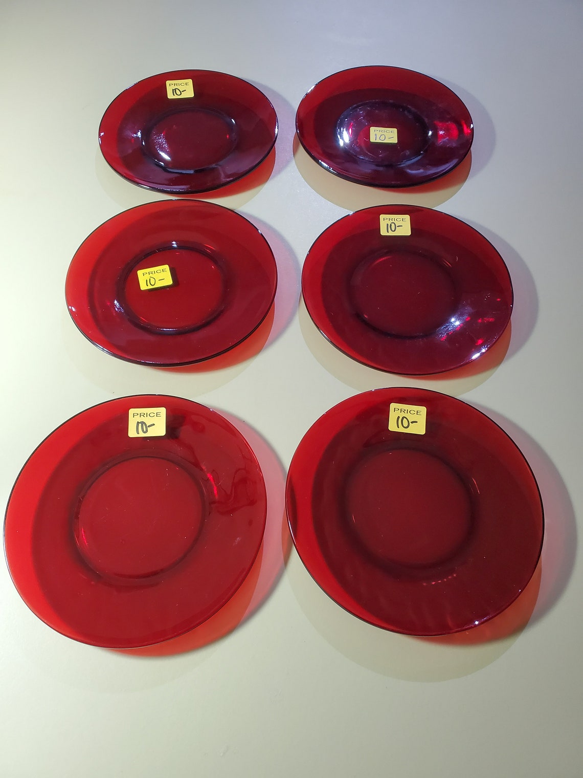 Ruby Red Depression Glass Dessert Plates Set of 6. 7 inch Etsy