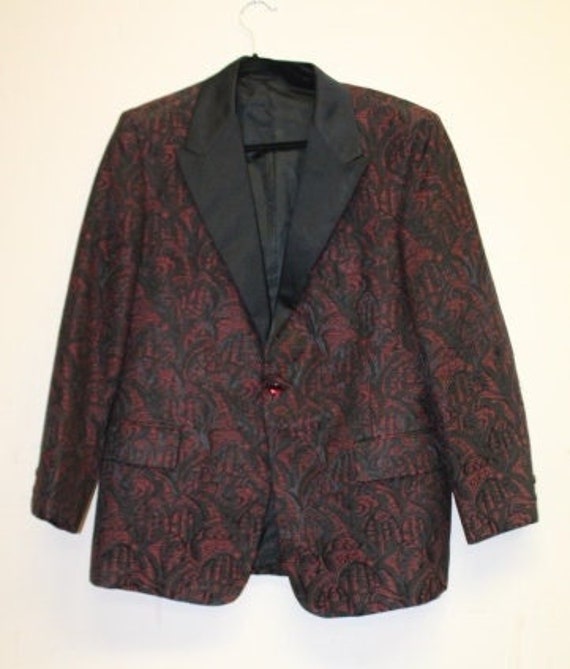 Vintage Brocade Tuxedo Tux Smoking Jacket 70s Siz… - image 1