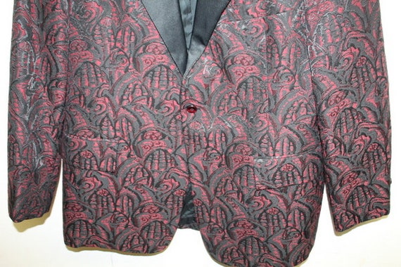 Vintage Brocade Tuxedo Tux Smoking Jacket 70s Siz… - image 3