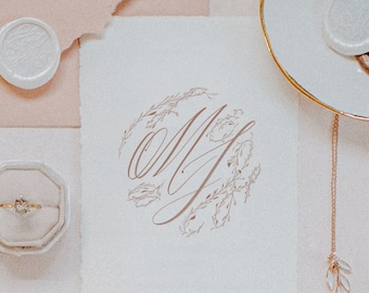 Handmade monogram for wedding invitations or save the date cards or your wedding website