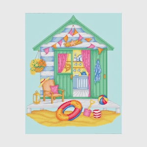 Cross Stitch Summer Beach Hut Pattern PDF Chart Download