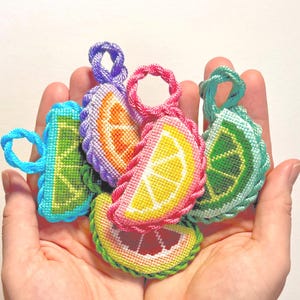Citrus Mini Stitch Needlepoint Chart - Lemon Lime Orange Grapefruit Canvas Tutorial (PDF Pattern)