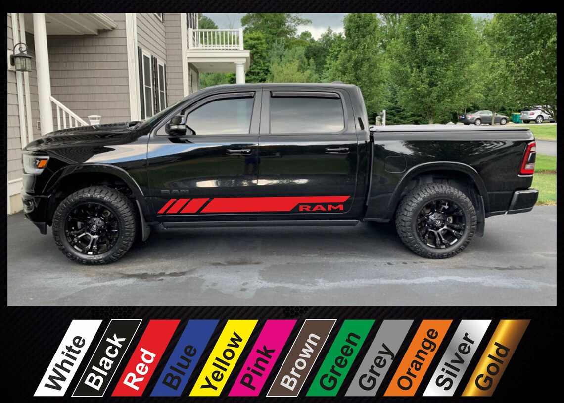 2pcs stickers Dodge RAM 1500 2500 3500 graphics side stripe Etsy