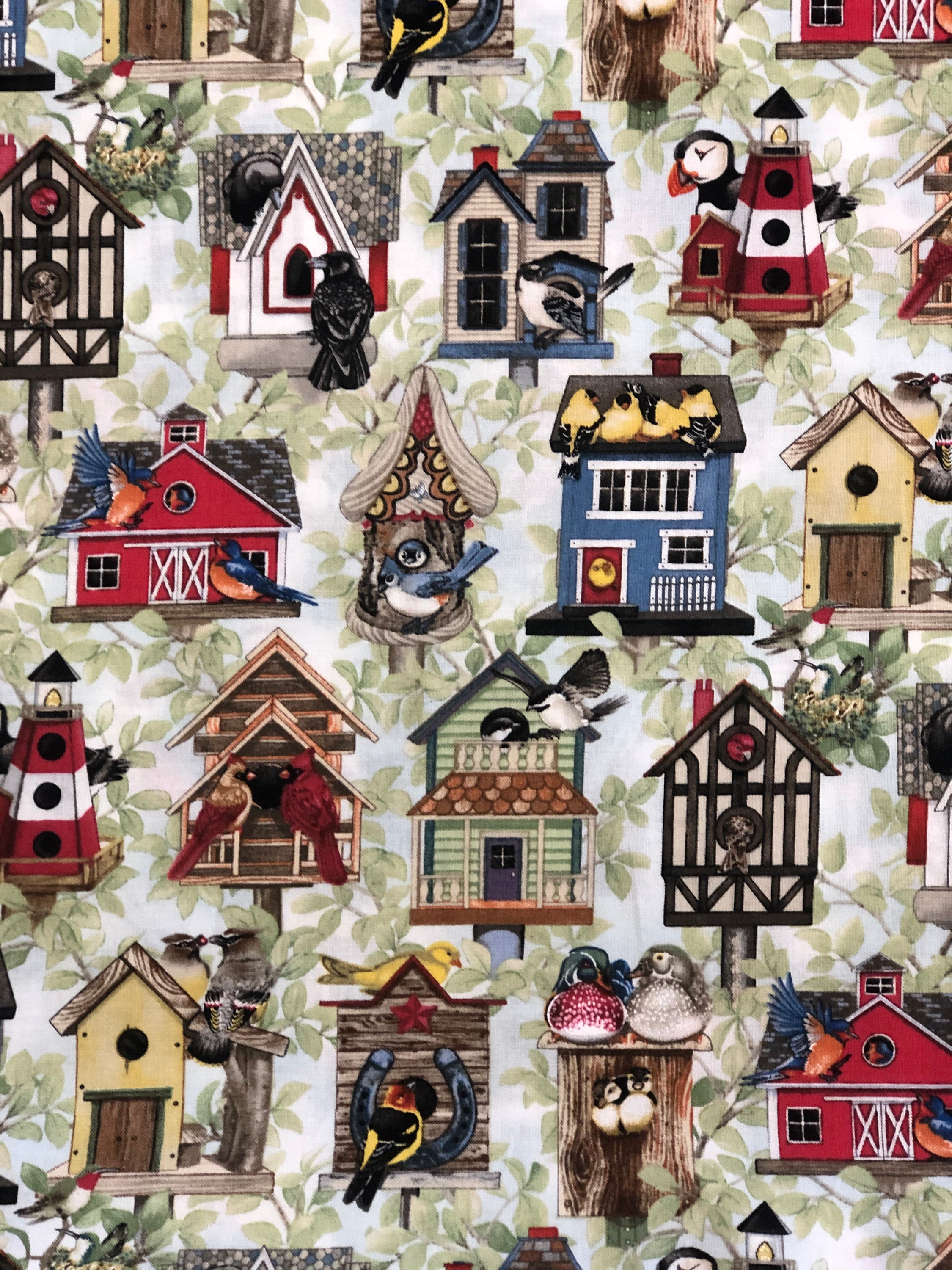 Bird House Fabric Etsy