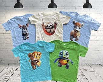 T-shirts voor jongeren en peuters - Leuke dieren-T-shirts - Kinder-t-shirts - T-shirts voor peuters - T-shirts voor kinderen - Cartoon dieren-shirts voor kinderen