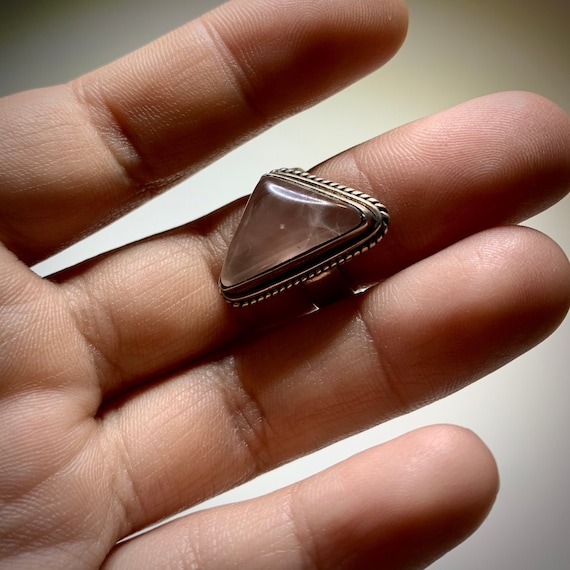 Vintage Triangle Amethyst Sterling Silver Thick Band Ring Vintage 