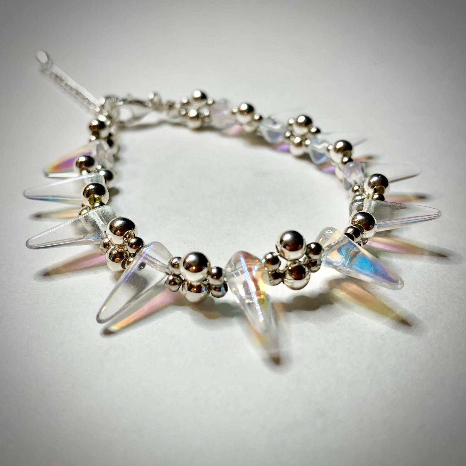 Spike Czech Crystal Bracelet Rock and Roll Jewelry Aurora