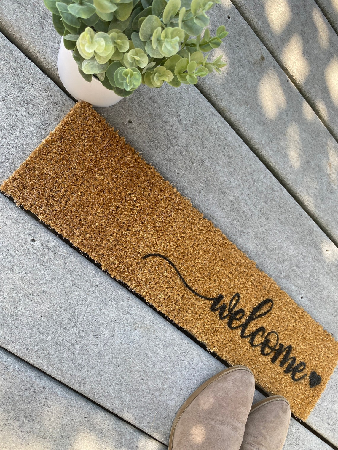 Skinny Doormat Heart Coir Doormat / Narrow Door Mat / Etsy