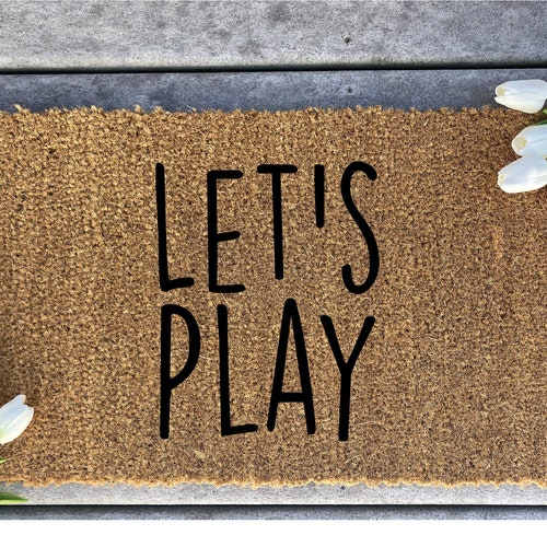 Mini Playhouse Coir Doormat Let's Play Kids Mat Etsy