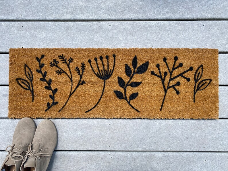 Narrow Doormat Floral Plant Combo Coir Doormat / Skinny Door Etsy