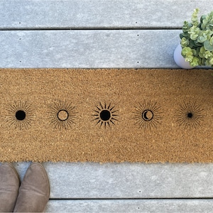 Narrow Doormat Five Suns Coir Doormat / Door Mat / Slim / Small Space / Astrology / Boho Decor  / Simple Nature / Sunshine / Home Decor