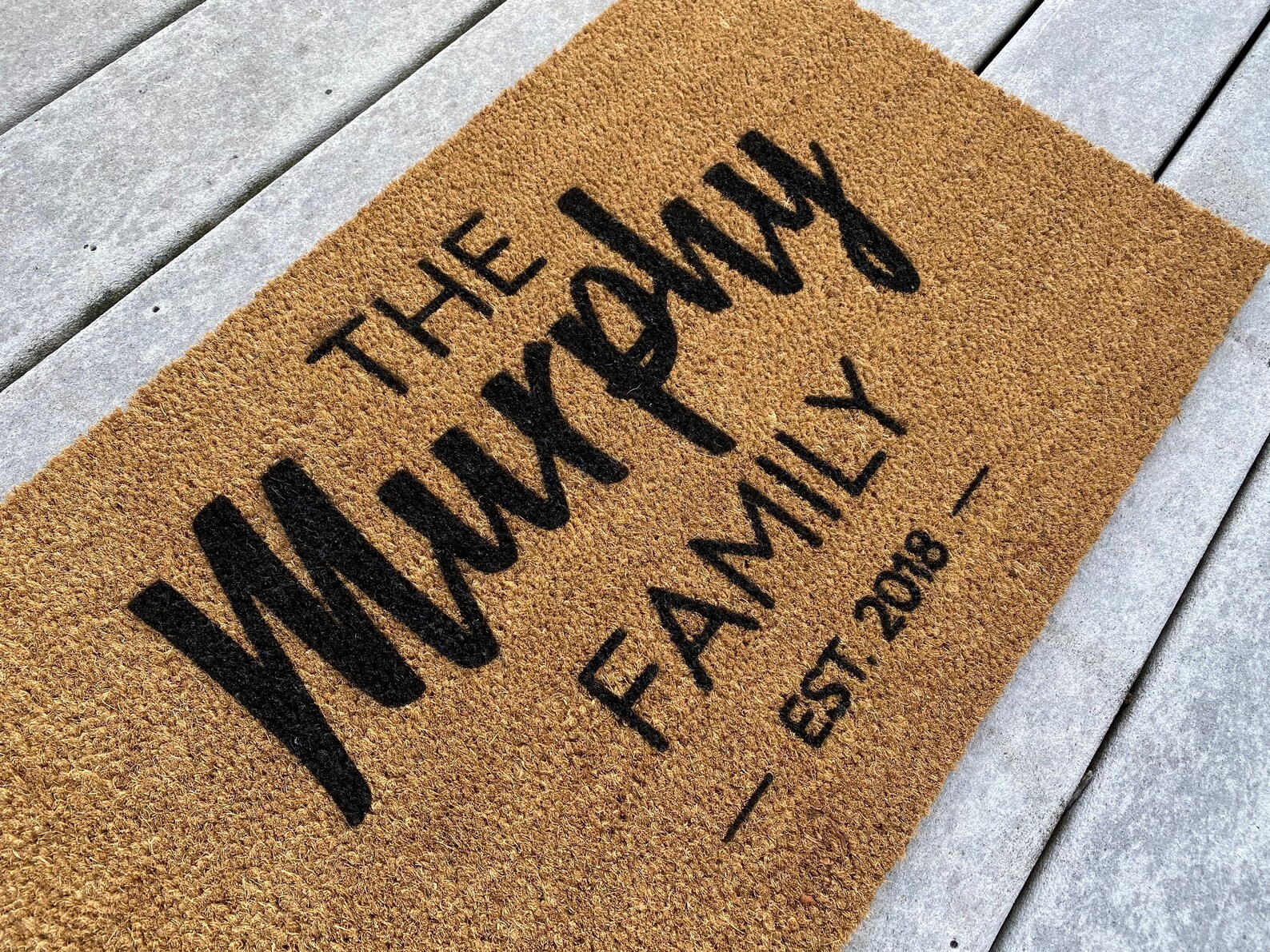 Custom Last Name Established Coir Doormat Housewarming Gift Etsy
