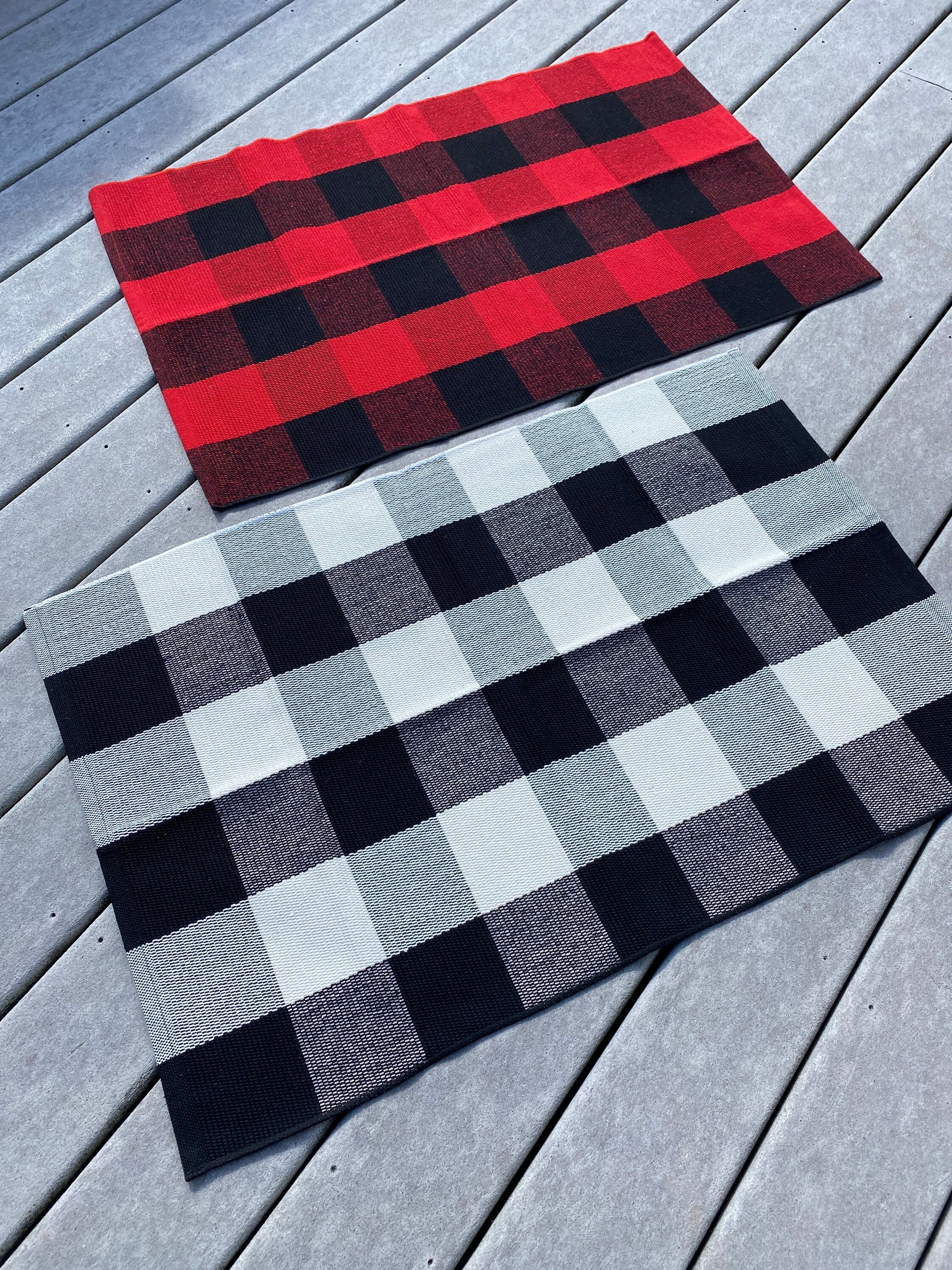  Christmas Plaid Outdoor Rug, 27.5''x43'' Red&White