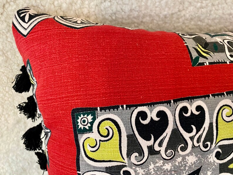 tribal pillow vtg pillow vtg barkcloth South Pacific SALE *** VTG Tiki Barkcloth Pillow Cover Tiki pillow