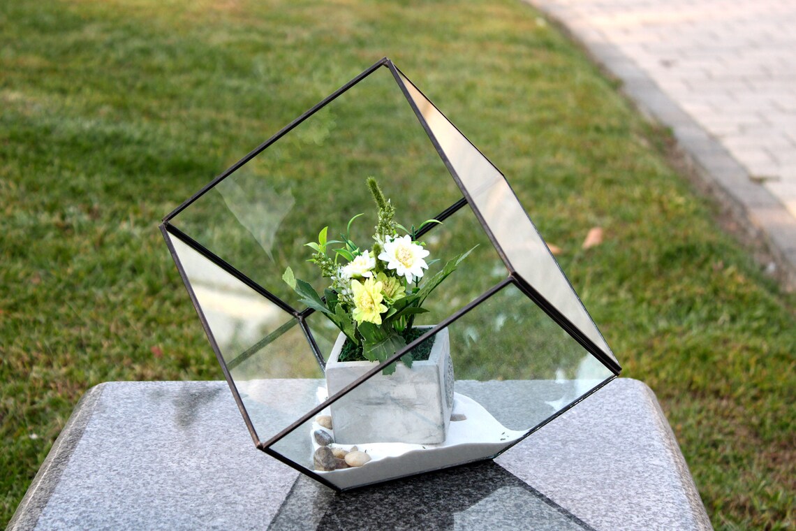 Large Geometric Tilted Cube Art Deco Succulent Air Planter ...