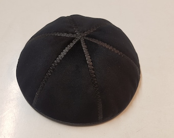 Kippa, Yarmulke, Kippah, black velvet, 6 parts, 16-17 cm