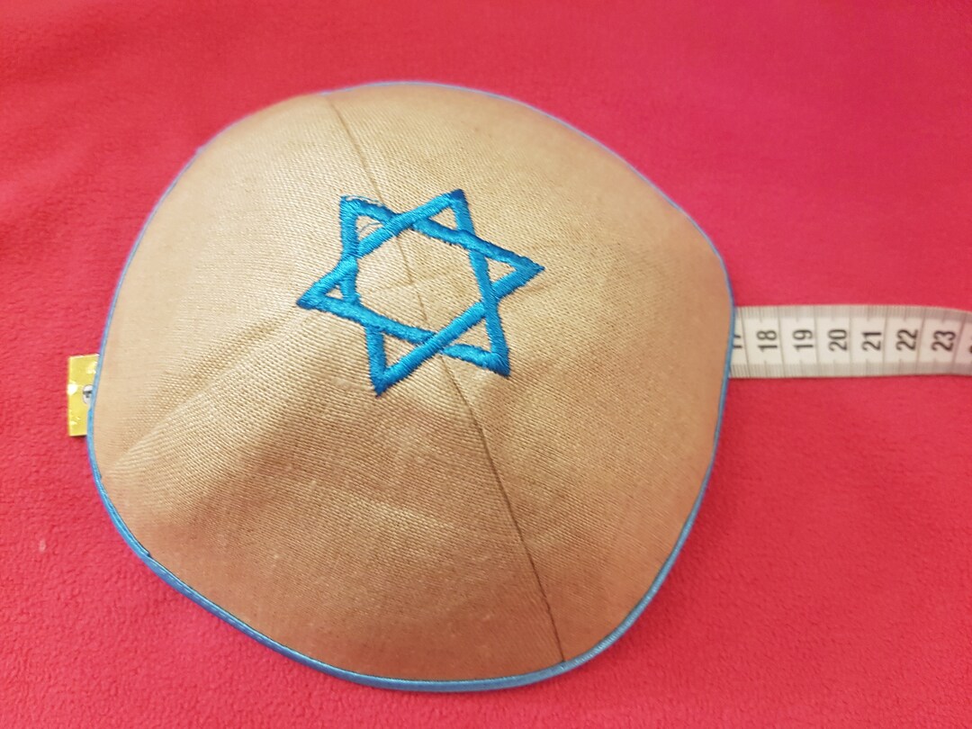 1x Kippah, Yarmulke, Kippah, Kipa Per Uomini Calvi, Funzione Antiscivolo!!!, Velluto Nero, Stella Di David 16-17 Cm - Italia - Foto 12