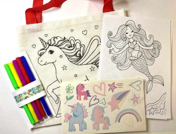 Kids Unicorn Colour In Tote Bag Busy Bag Letterbox Gift | Etsy Kids Unicorn Colour In Tote Bag Busy Bag Letterbox Gift | Etsy