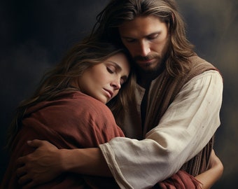 Comforting Embrace: Jesus Bringing Solace to a Mourning Mother