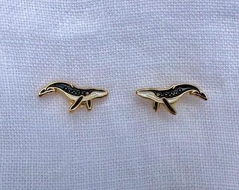 Humpback Whale Enamel Earrings