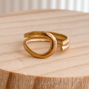 18K Gold Wrap Ring, Adjustable Open Band Ring, Minimalist Stackable Ring, Waterproof and Tarnish Free Ring, Unisex Ring