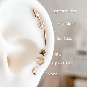 10K Gold Ohrstecker Set – Mix & Match Piercings – Massivgold abschraubbare Ohrstecker – Ear Stack Geschenk für Sie – Minimalistischer Schmuck für jeden Tag