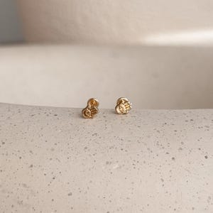 10K Solid Gold Hamsa Hand Stud Earrings • Screw Back • Cartilage & Second Hole • Dainty Protection Earring • Ear Stack