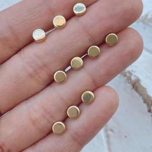 14k yellow gold dot studs earrings,14K solid gold circle earring,boho earrings dot yellow shiny gold studs,Gold Bridesmaid Earrings gift